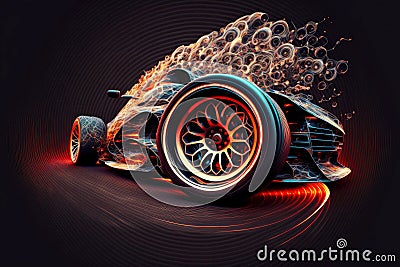 wheel sport car at speed automobile racing motorsport, generative ai Stock Photo