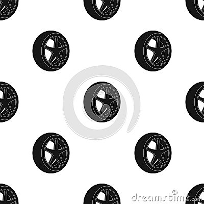 Wheel with a tire cover for the car.Car single icon in black style vector symbol stock illustration web. Vector Illustration