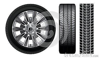 Wheel - Tire and Rim Vector Illustration