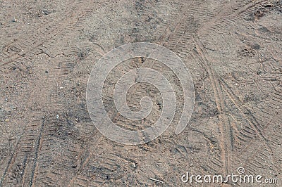 Wheel track on Gravel Stock Photo