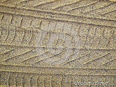 Wheel tracks in the sand Stock Photo