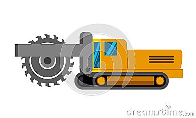 Wheel trencher machine minimalistic icon Vector Illustration