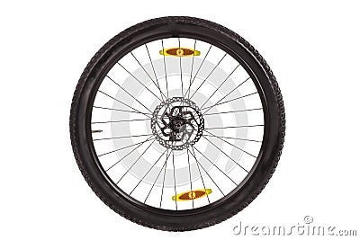 Wheel whish front disc brake for mountain bike. Stock Photo