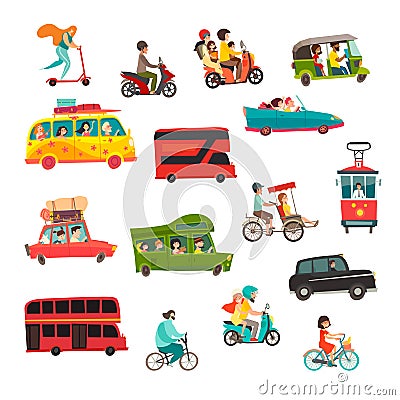 Wheel of the world vector illustration. Travel by bus, car or motorbike. Vector Illustration