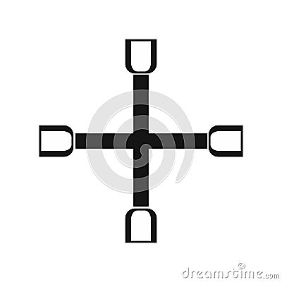 Wheel wrench cross icon, simple style Vector Illustration