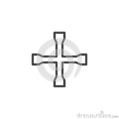 Wheel wrench outline icon Vector Illustration