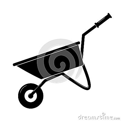 Wheelbarrow cart icon flat Vector Illustration