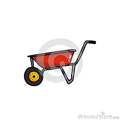 Wheelbarrow cartoon icon Vector Illustration