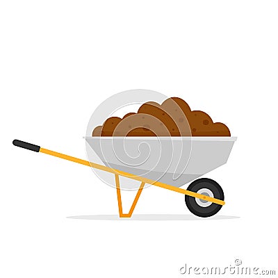 Wheelbarrow with dirt Vector Illustration