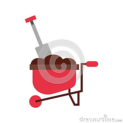 Wheelbarrow farm with shovel Vector Illustration