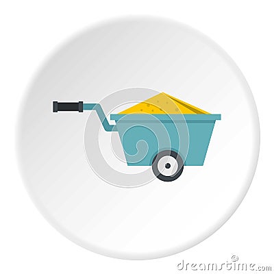 Wheelbarrow full of sand icon circle Vector Illustration