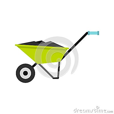 Wheelbarrow icon, flat style Vector Illustration