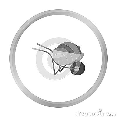 Wheelbarrow icon in monochrome style isolated on white background. Build and repair symbol stock vector illustration. Vector Illustration