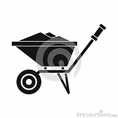 Wheelbarrow icon in simple style Vector Illustration