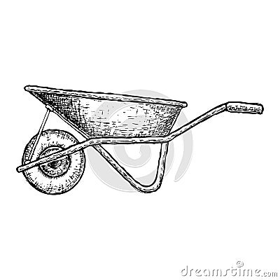 Wheelbarrow isolated sketch Vector Illustration