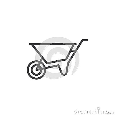 Wheelbarrow line icon, outline vector sign, linear style pictogram isolated on white. Symbol, logo illustration. Editable stroke. Vector Illustration