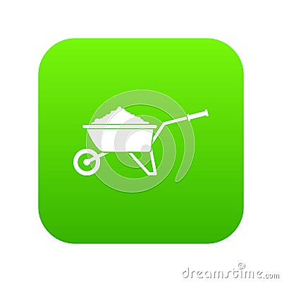 Wheelbarrow loaded with soil icon digital green Vector Illustration