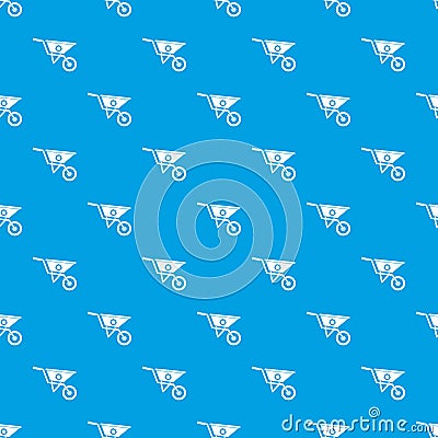 Wheelbarrow pattern seamless blue Vector Illustration