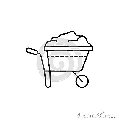 wheelbarrow, soil icon. Simple line, outline vector elements of archeology for ui and ux, website or mobile application Stock Photo