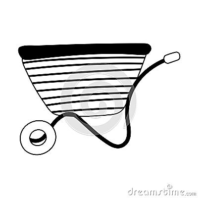 Wheelbarrow tool equipment isolated line icon style Vector Illustration