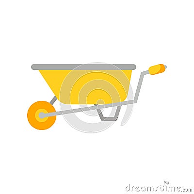 Wheelbarrow vector icon isolated. Garden tool in cartoon style Vector Illustration