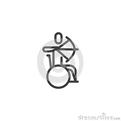 Wheelchair archery line icon Vector Illustration