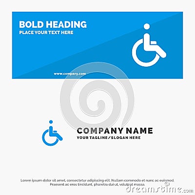 Wheelchair, Bicycle, Movement, Walk SOlid Icon Website Banner and Business Logo Template Vector Illustration