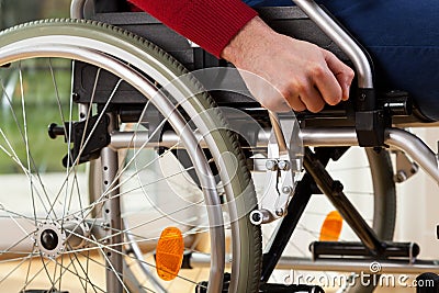 Wheelchair breaks Stock Photo