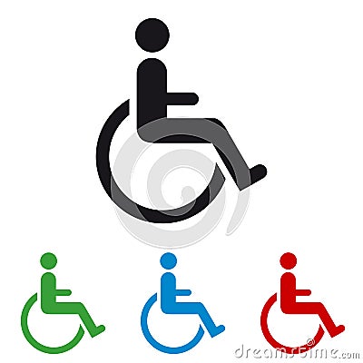 Wheelchair - Colourful Vector Icons - Isolated On White Stock Photo