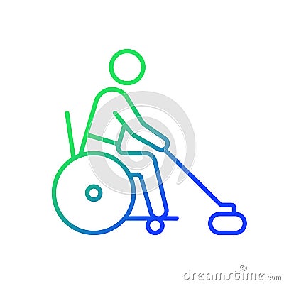 Wheelchair curling gradient linear vector icon Vector Illustration