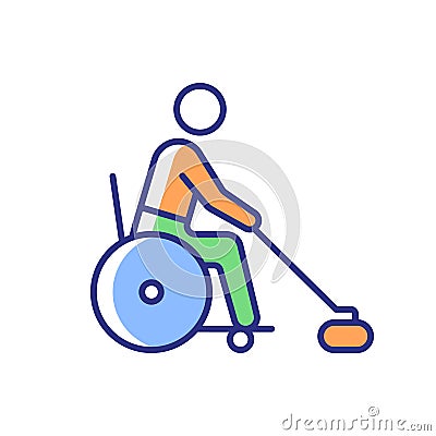 Wheelchair curling RGB color icon Vector Illustration