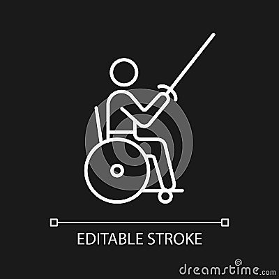 Wheelchair fencing white linear icon for dark theme Vector Illustration