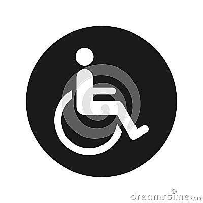 Wheelchair handicap icon flat black round button vector illustration Vector Illustration