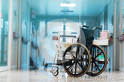 Wheelchair in hospital Stock Photo