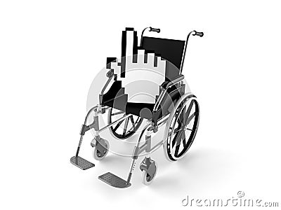 Wheelchair with internet cursor Stock Photo