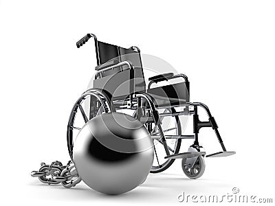 Wheelchair with prison ball Cartoon Illustration