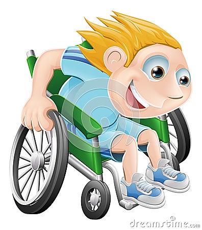 Wheelchair racing cartoon man Vector Illustration