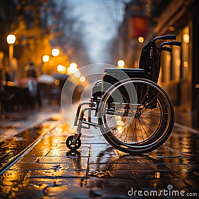 Wheelchair users hands on wheels, showcasing empowerment and the concept of ability Stock Photo