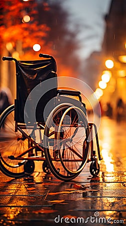 Wheelchair users hands on wheels, showcasing empowerment and the concept of ability Stock Photo