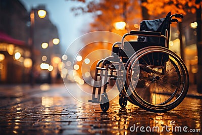 Wheelchair users hands on wheels, showcasing empowerment and the concept of ability Stock Photo