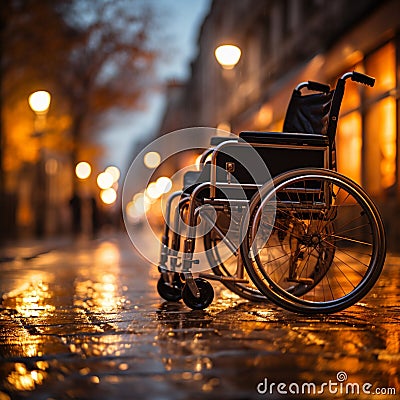 Wheelchair users hands on wheels, showcasing empowerment and the concept of ability Stock Photo