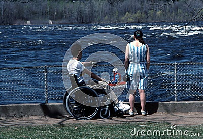 Wheelchair Watching Kayaker Editorial Stock Photo