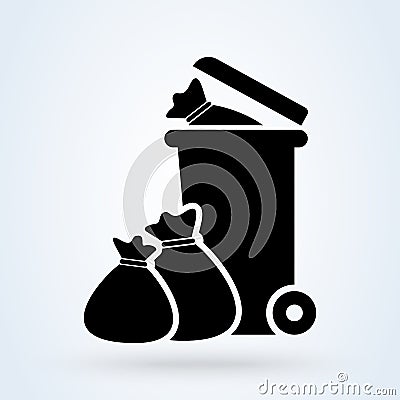 Wheelie bin Tied pouch. Simple vector modern icon design illustration Vector Illustration