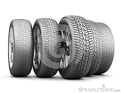 Wheels with different wear of a protector Cartoon Illustration