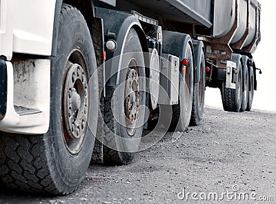 Wheels of heavy truck Stock Photo