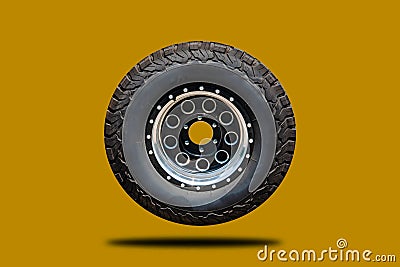 Wheels, tires are flat damaged separated from the background clipingpart Stock Photo