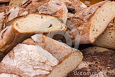 Wheet bread on the counter, bread loaf Stock Photo