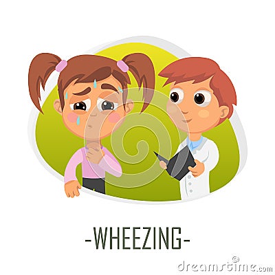 Wheezing medical concept. Vector illustration. Cartoon Illustration