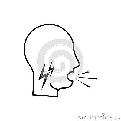 Wheezing thin line icon. Asthma symptom Cartoon Illustration