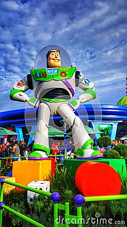 Buzz Lightyear in Toy Story Land at Disney`s Hollywood Studios Editorial Stock Photo